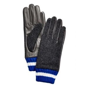Calvin Klein Charcoal & Blue Leather & Wool Gloves